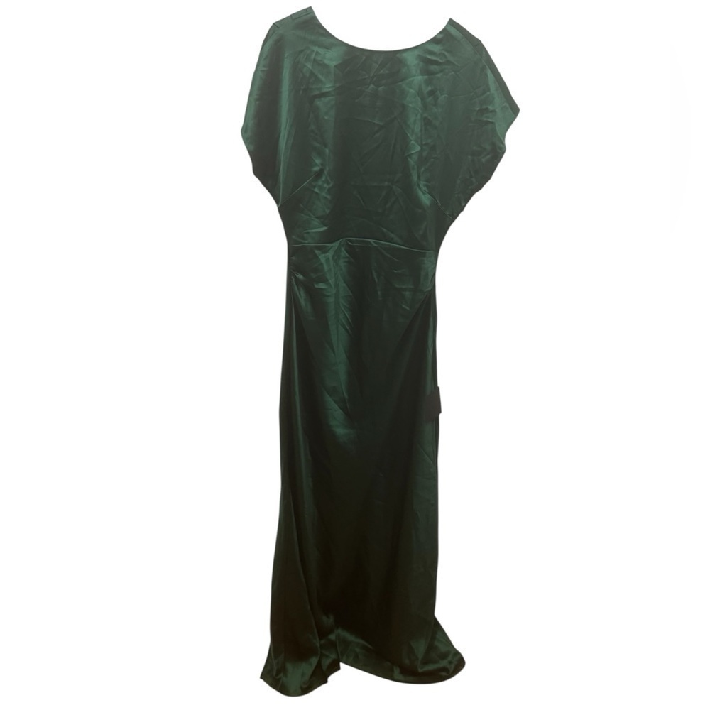 Lulu's Captivating Presence Forest Green Satin Cowl Back Maxi Dress Size Large - Picture 3 of 6